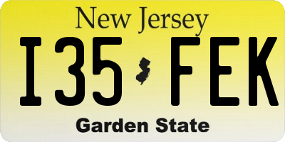 NJ license plate I35FEK