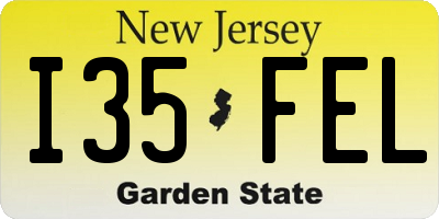 NJ license plate I35FEL