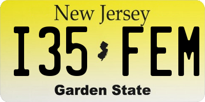 NJ license plate I35FEM