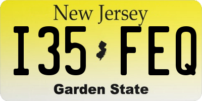 NJ license plate I35FEQ