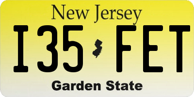 NJ license plate I35FET
