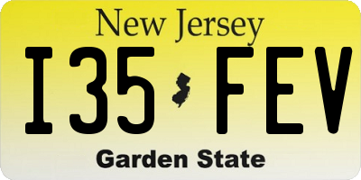 NJ license plate I35FEV