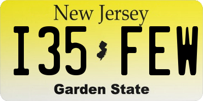 NJ license plate I35FEW