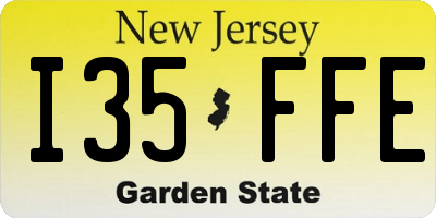 NJ license plate I35FFE
