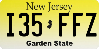 NJ license plate I35FFZ