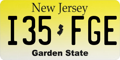 NJ license plate I35FGE