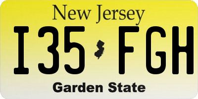 NJ license plate I35FGH
