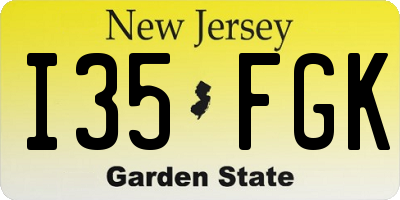 NJ license plate I35FGK