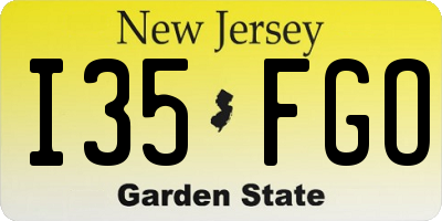 NJ license plate I35FGO
