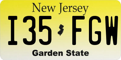 NJ license plate I35FGW