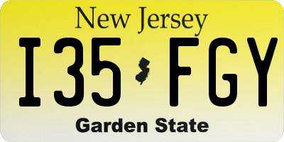 NJ license plate I35FGY