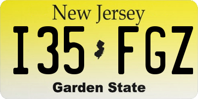 NJ license plate I35FGZ