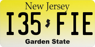 NJ license plate I35FIE