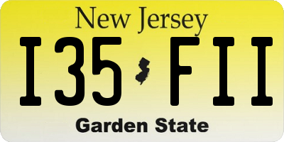 NJ license plate I35FII