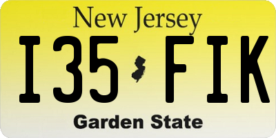 NJ license plate I35FIK