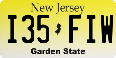 NJ license plate I35FIW