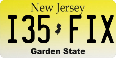 NJ license plate I35FIX