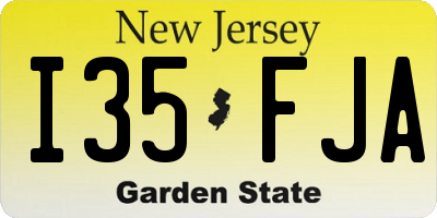 NJ license plate I35FJA