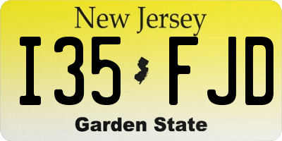 NJ license plate I35FJD