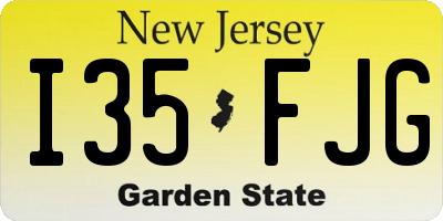 NJ license plate I35FJG