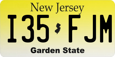 NJ license plate I35FJM
