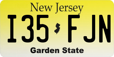 NJ license plate I35FJN