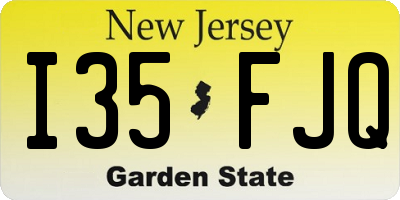 NJ license plate I35FJQ