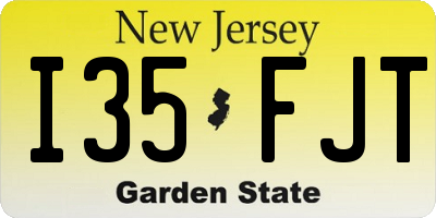 NJ license plate I35FJT