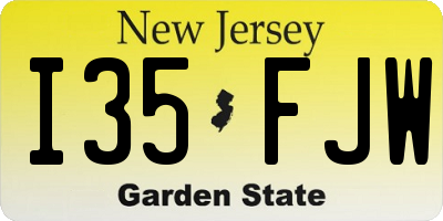 NJ license plate I35FJW