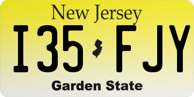NJ license plate I35FJY