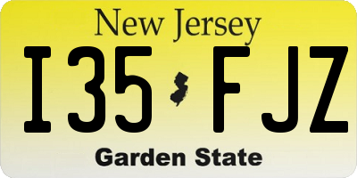 NJ license plate I35FJZ