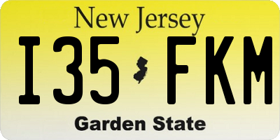 NJ license plate I35FKM