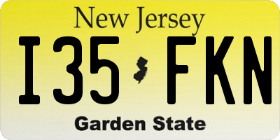 NJ license plate I35FKN