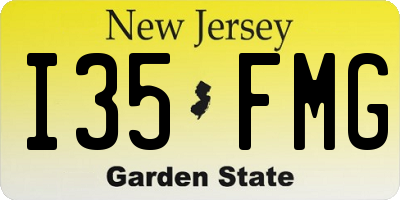 NJ license plate I35FMG