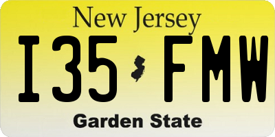 NJ license plate I35FMW