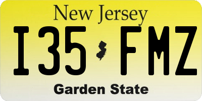 NJ license plate I35FMZ