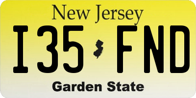 NJ license plate I35FND