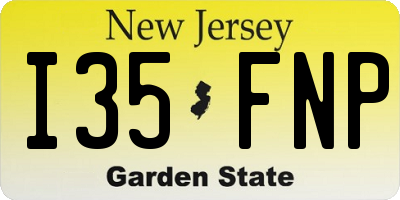 NJ license plate I35FNP