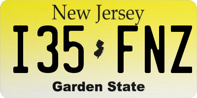 NJ license plate I35FNZ