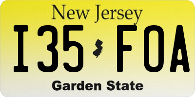 NJ license plate I35FOA