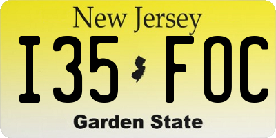 NJ license plate I35FOC