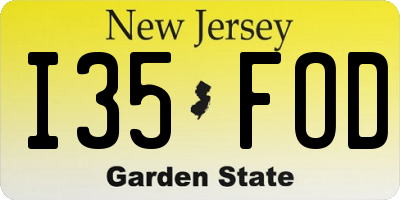 NJ license plate I35FOD