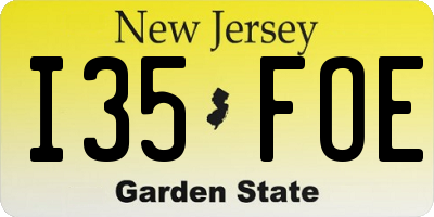 NJ license plate I35FOE