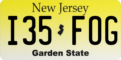 NJ license plate I35FOG