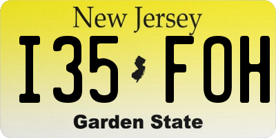 NJ license plate I35FOH