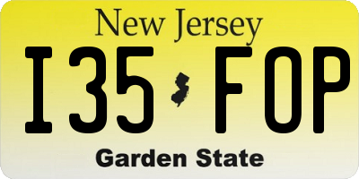 NJ license plate I35FOP