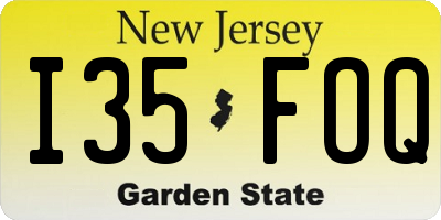 NJ license plate I35FOQ