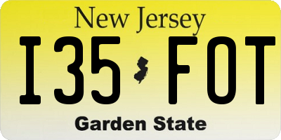 NJ license plate I35FOT