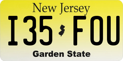 NJ license plate I35FOU