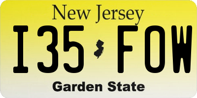 NJ license plate I35FOW